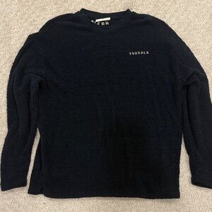 YoungLA Dark Blue Fuzzy Long Sleeve Sweater